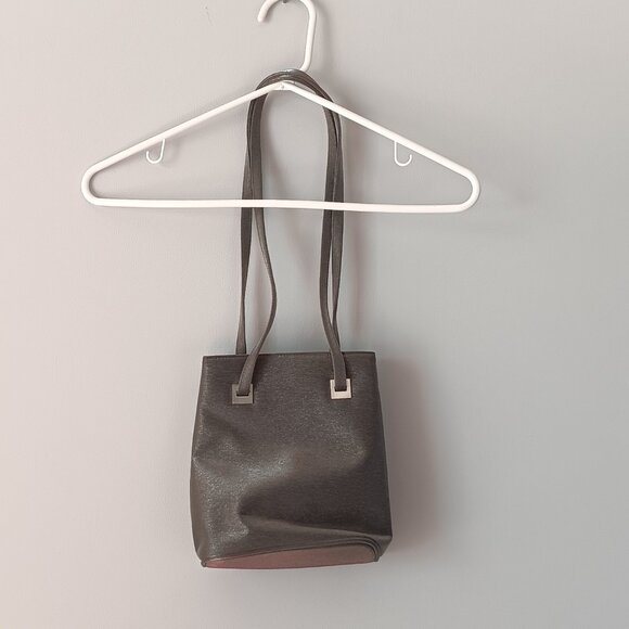 Silvery Dark Grey Shoulder Bag 8" x 7" Zipper Pocket Double Straps 11" Drop - Picture 1 of 12